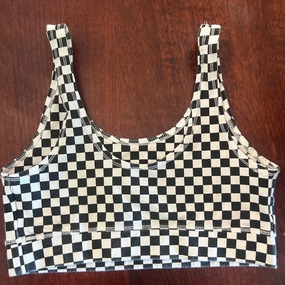 Vans Black and White Checkered Sports Bra Intimates - Picture 2 of 4